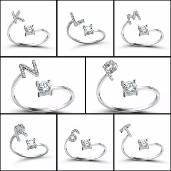 Silver Initial Rings Alphabet Jewelry - Picture 3 of 9